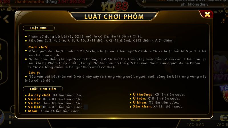 Tóm tắt cách chơi Phỏm Yo88